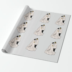 Papier Cadeau Conception mariée et mariée pour mariage 2022 Wrap