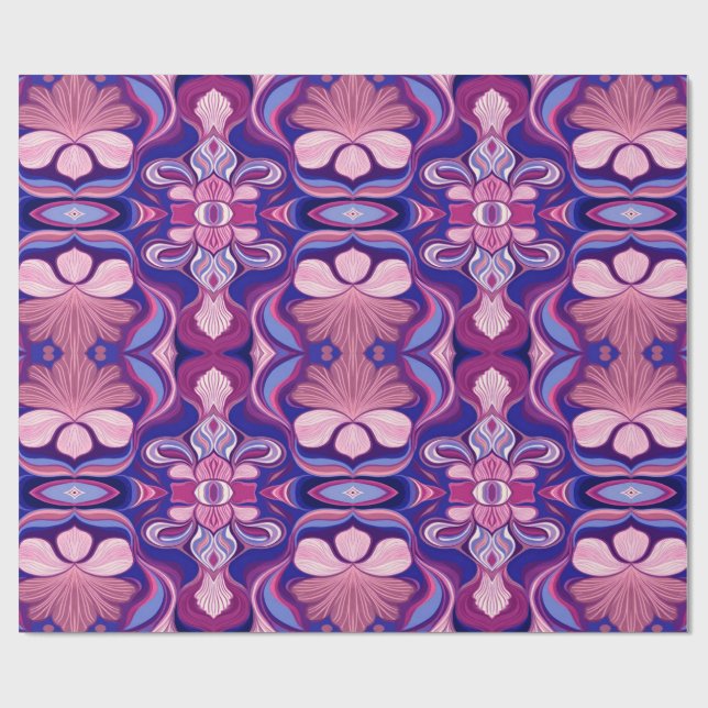 Papier Cadeau Conception moderne de motif floral classique multi (Plat)