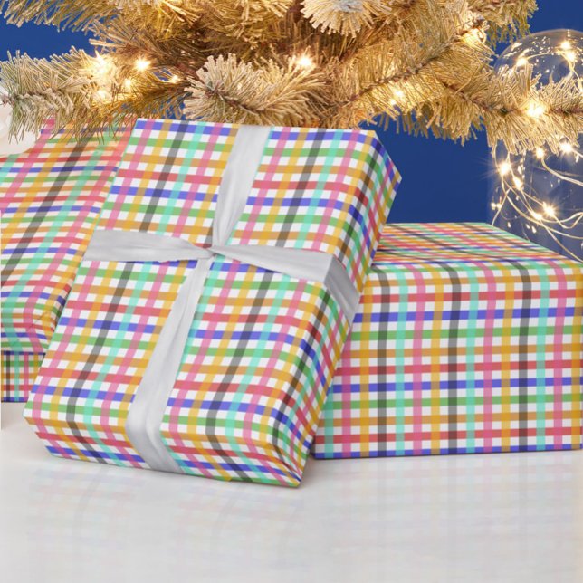 Papier Cadeau Conception multicouleur En vichy Motif Plaid (Créateur téléchargé)