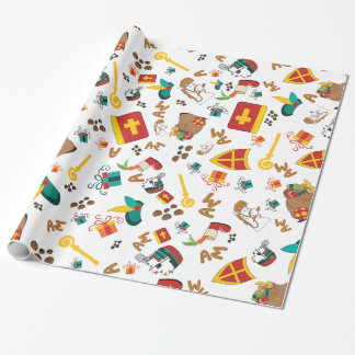 Papier Cadeau Conception néerlandaise colorée de Sinterklaas de