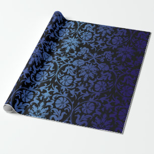 Papier Cadeau Conception noire   de damassé bleu-foncé