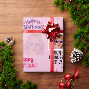 Papier Cadeau Conception personnalisée rose pour anniversaire av