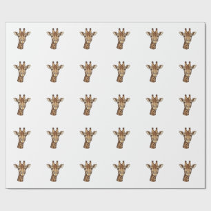 Papier Cadeau Conception vectorielle de tête de girafe gravée vi