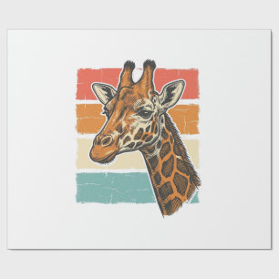 Papier Cadeau Conception vectorielle de tête de girafe rétro vin