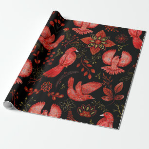 Papier Cadeau Conceptions de motifs floraux et feuillus vibrants