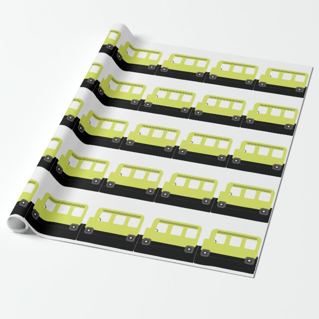 Papier Cadeau Conducteur de bus scolaire Confetti Jaune Enseigna (Déroulé)
