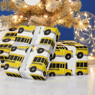 Papier Cadeau Conducteur de bus scolaire Jaune Enseignant Enseig
