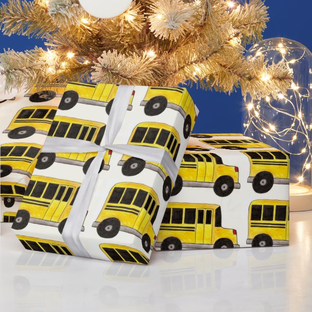 Papier Cadeau Conducteur de bus scolaire Jaune Enseignant Enseig (Vacances)