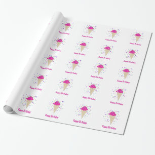 Papier Cadeau Cônes de crème glacée rose