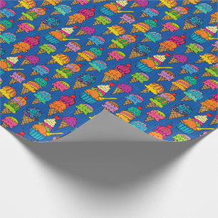 Papier Cadeau Cônes de crème glacée sur bleu