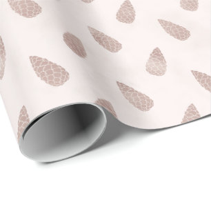 Papier Cadeau Cônes de pin rose pâle fantaisistes Noël moderne