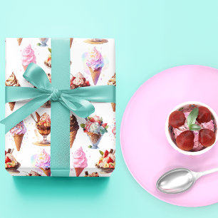 Papier Cadeau Cônes et dimanches de crème glacée