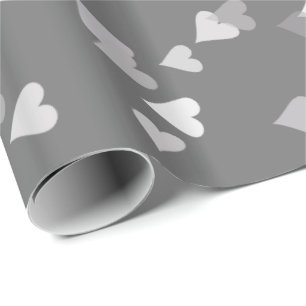 Papier cadeau confetti coeurs argentés