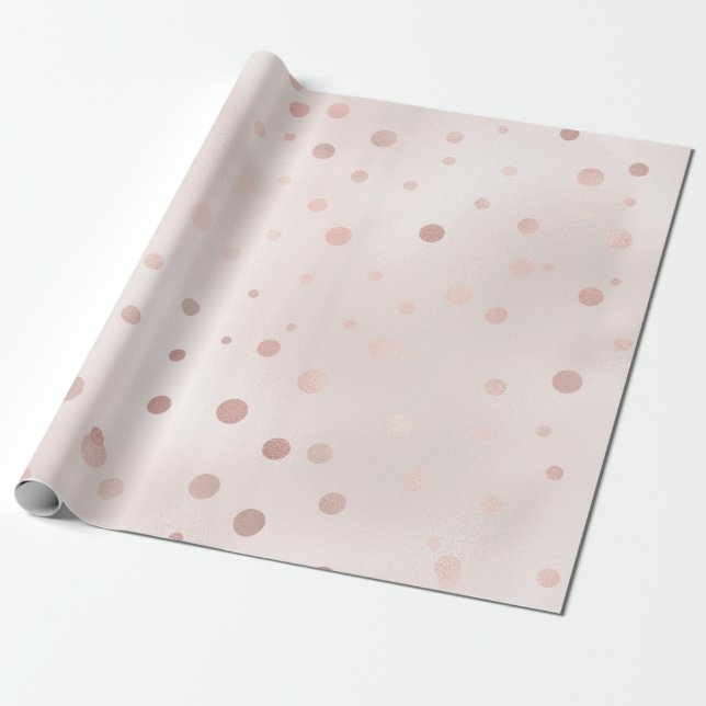 Papier Cadeau Confetti en or rose et en blanc (Déroulé)