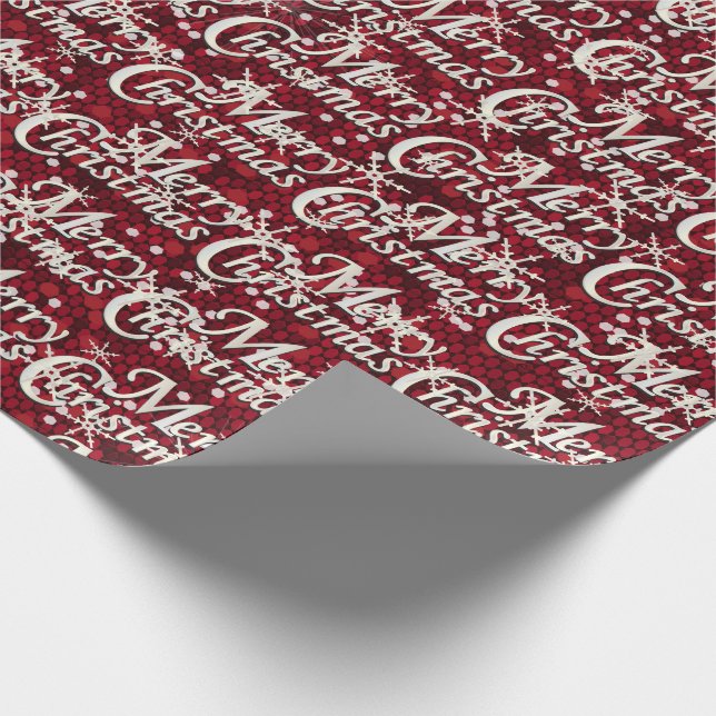 Papier Cadeau Confetti rouge foncé Joyeux Noël (Coin)