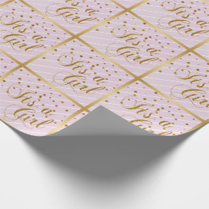 Papier Cadeau Confettis doux de roses pâles et d'or