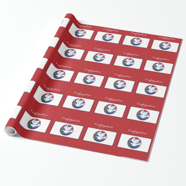 Papier Cadeau Confirmation de la colombe colorée sur l'Arrière - (Déroulé)