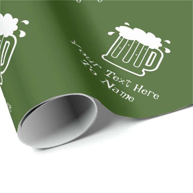 Papier Cadeau Confiture de bière verte personnalisée Noël et ann (Coin rond)