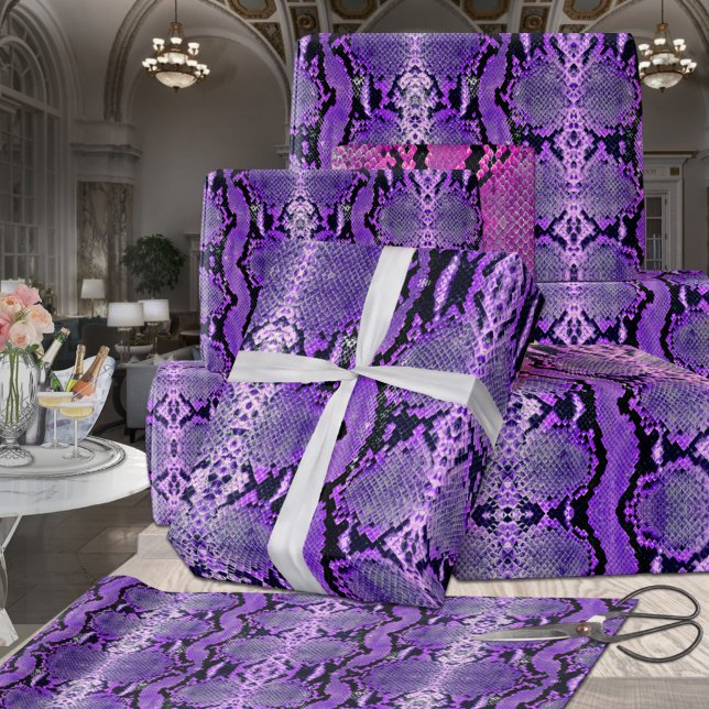 Papier Cadeau Constrict bleu mauve de baie mauve Snakeskin (Créateur téléchargé)