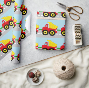 Papier Cadeau Construction Dumptruck de garçons d'enfants