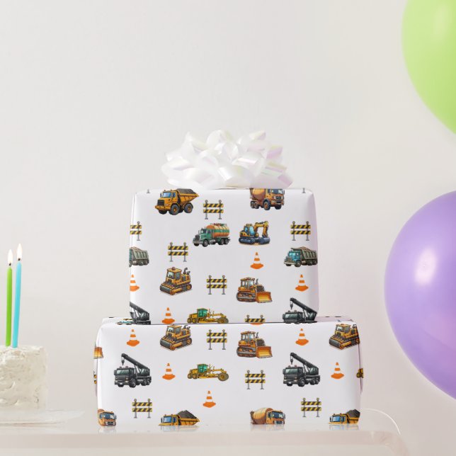 Papier Cadeau Construction machinery  (Cadeaux de fête)