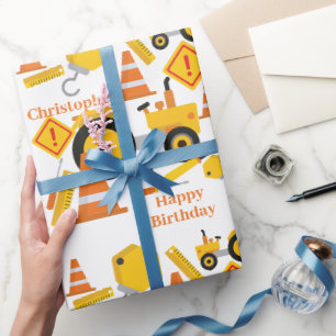 Papier Cadeau Construction routière Joyeux anniversaire Personna