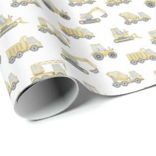 Papier Cadeau Construction Véhicules de Camion Garçons fête d'an