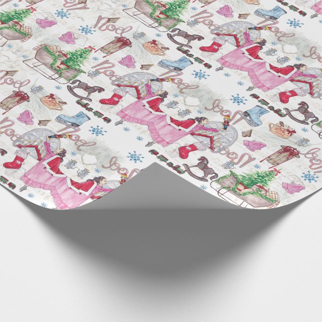 Papier Cadeau Conte de fée peinte à la main de Noël (Coin)