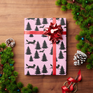 Papier Cadeau Conte populaire moderne Noir Arbre de Noël Bois Ro