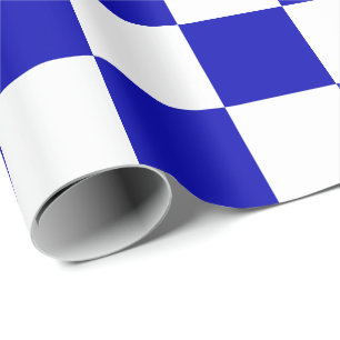 Papier Cadeau Contrôles de bleu royal et de blanc d'extra large