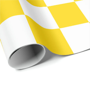 Papier Cadeau Contrôles d'or jaunes d'extra large et de blanc