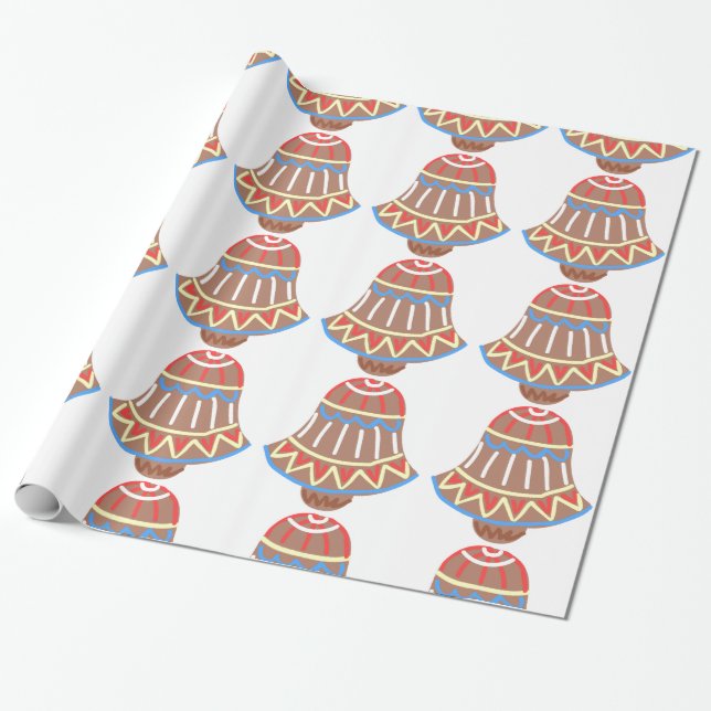 Papier Cadeau Cookie de Noël rouge, blanc et bleu (Déroulé)