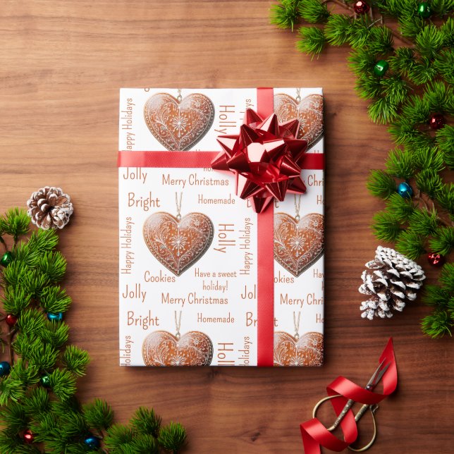 Papier Cadeau Cookie de Noël traditionnel décoré (Cadeau de vacances)