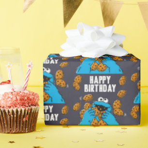 Papier Cadeau Cookie Monster mangeant tous les cookies