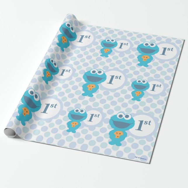 Papier Cadeau Cookie Monster | Premier anniversaire du bébé (Déroulé)