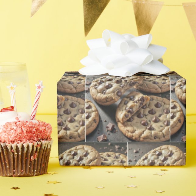 Papier Cadeau Cookies à puces de chocolat sélectionnables (Fête d'anniversaire)