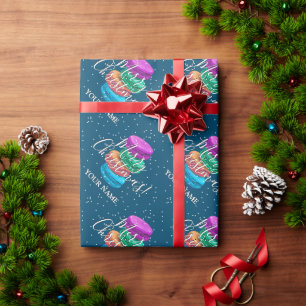 Papier Cadeau Cookies de macaron français élégants personnalisés