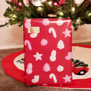 Papier Cadeau Cookies de Noël Rouge