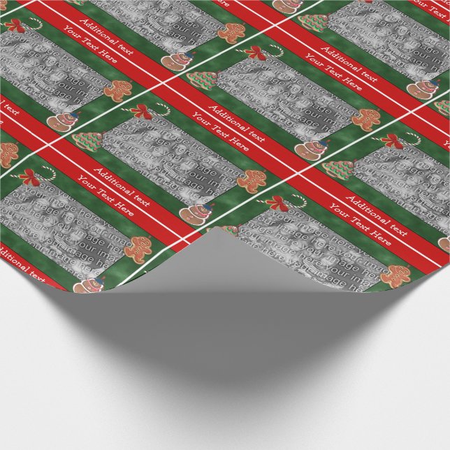 Papier Cadeau Cookies de Noël Votre Fête Photo Personnalisée (Coin)