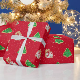 Papier Cadeau Cookies De Sucre De Noël Et Snowflakes