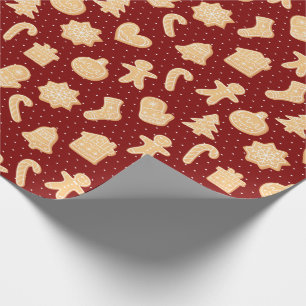 Papier Cadeau Cookies en pain d'épice sur les points rouges Moti