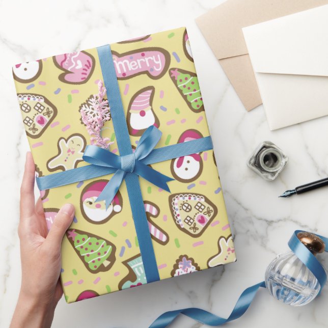 Papier Cadeau Cookies Noël Jaune (Cadeaux)