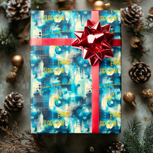 Papier Cadeau Cool Bleu Digital Inspiré Cadeau personnalisé