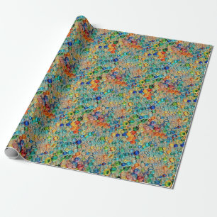 Papier Cadeau Cool Bleu Orange Abstrait Lecteur de cire Laisser