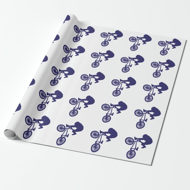 Papier Cadeau Cool Blue BMX Biker (Déroulé)