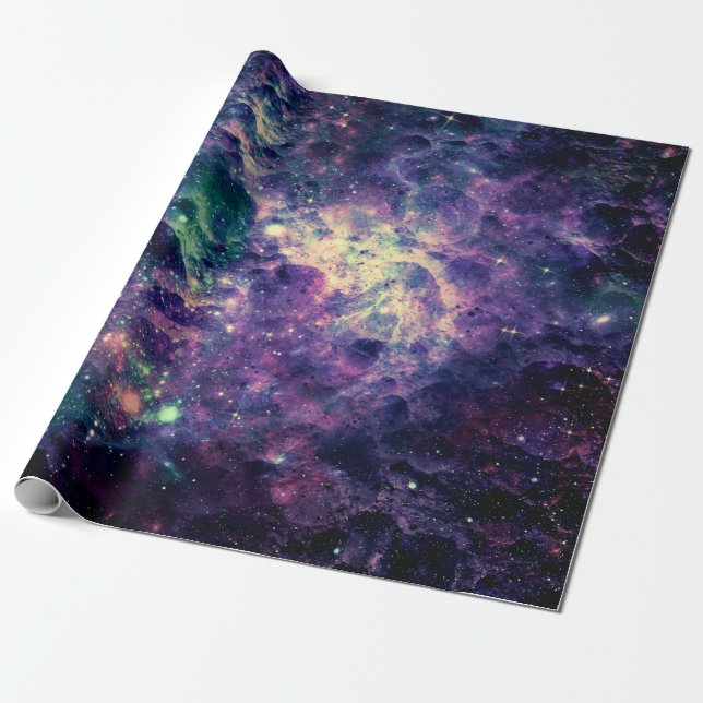 Papier Cadeau Cool de Rock Space Galaxy violet (Déroulé)