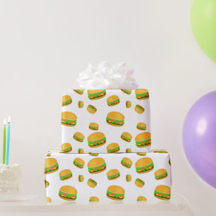 Papier Cadeau Cool et amusant yummy burger motif blanc
