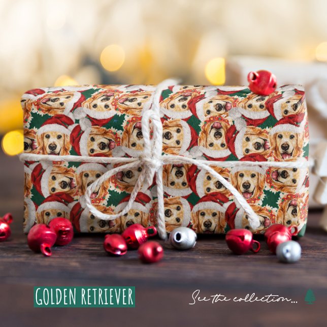 Papier Cadeau Cool Golden Retriever Motif de Noël (Créateur téléchargé)