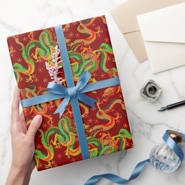 Papier Cadeau cool japonais Dragon carrelé motif (Cadeaux)