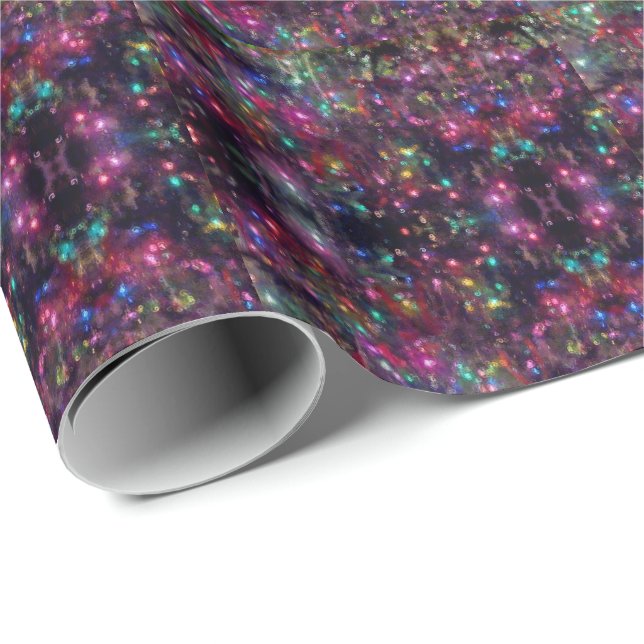 Papier Cadeau Cool Magnifique Noël Lumière colorée (Coin rond)